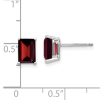 14k White Gold 7x5mm Emerald Cut Garnet Earrings-XE66WGA