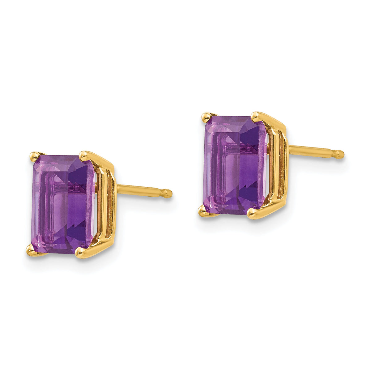 14k 8x6mm Emerald Cut Amethyst Earrings-XE67AM