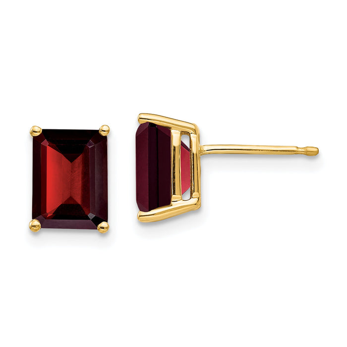 14k 8x6mm Garnet Earrings-XE67GA