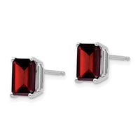14k White Gold 8x6mm Emerald Cut Garnet earring-XE67WGA