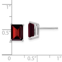 14k White Gold 8x6mm Emerald Cut Garnet earring-XE67WGA