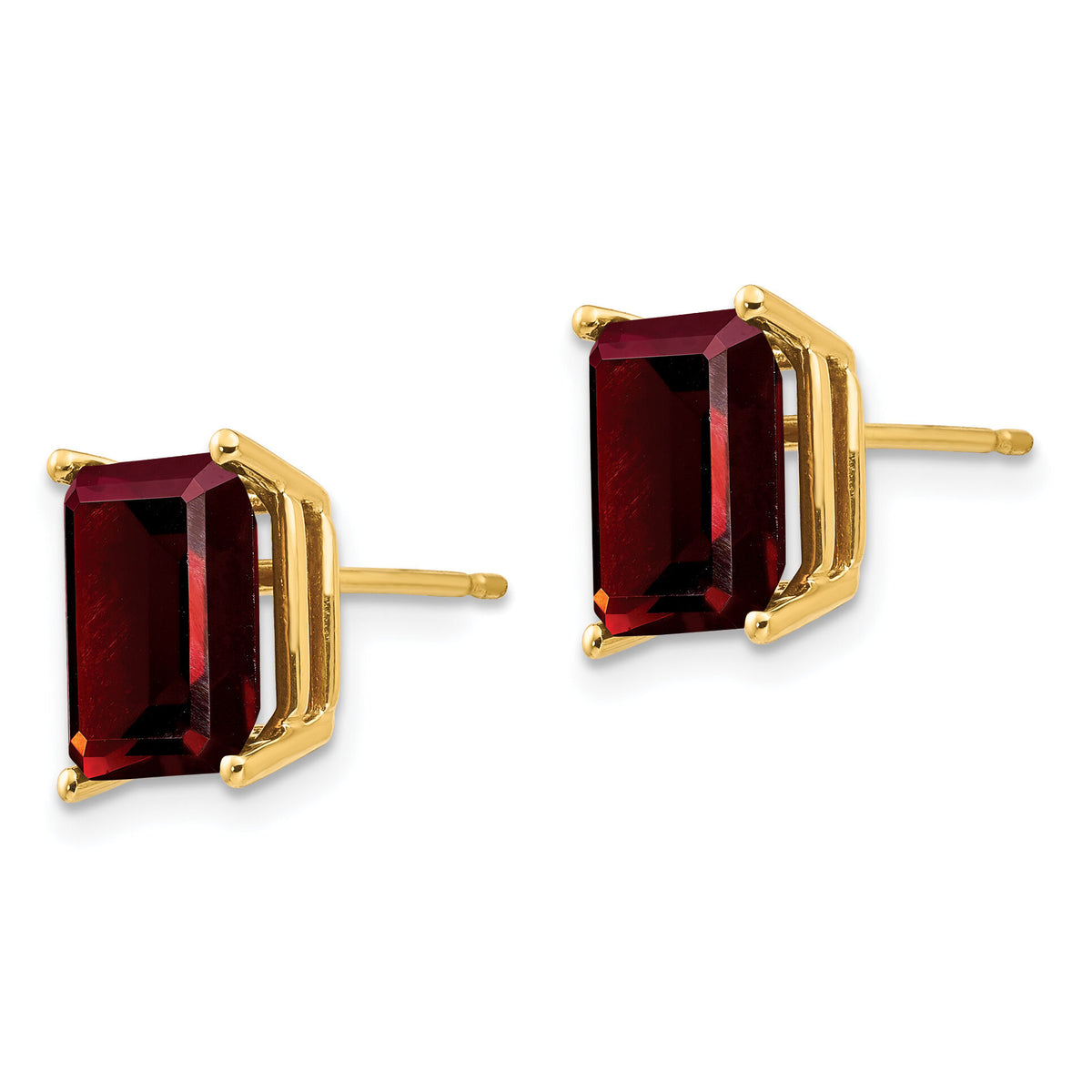 14k 9x7mm Emerald Cut Garnet Earrings-XE68GA