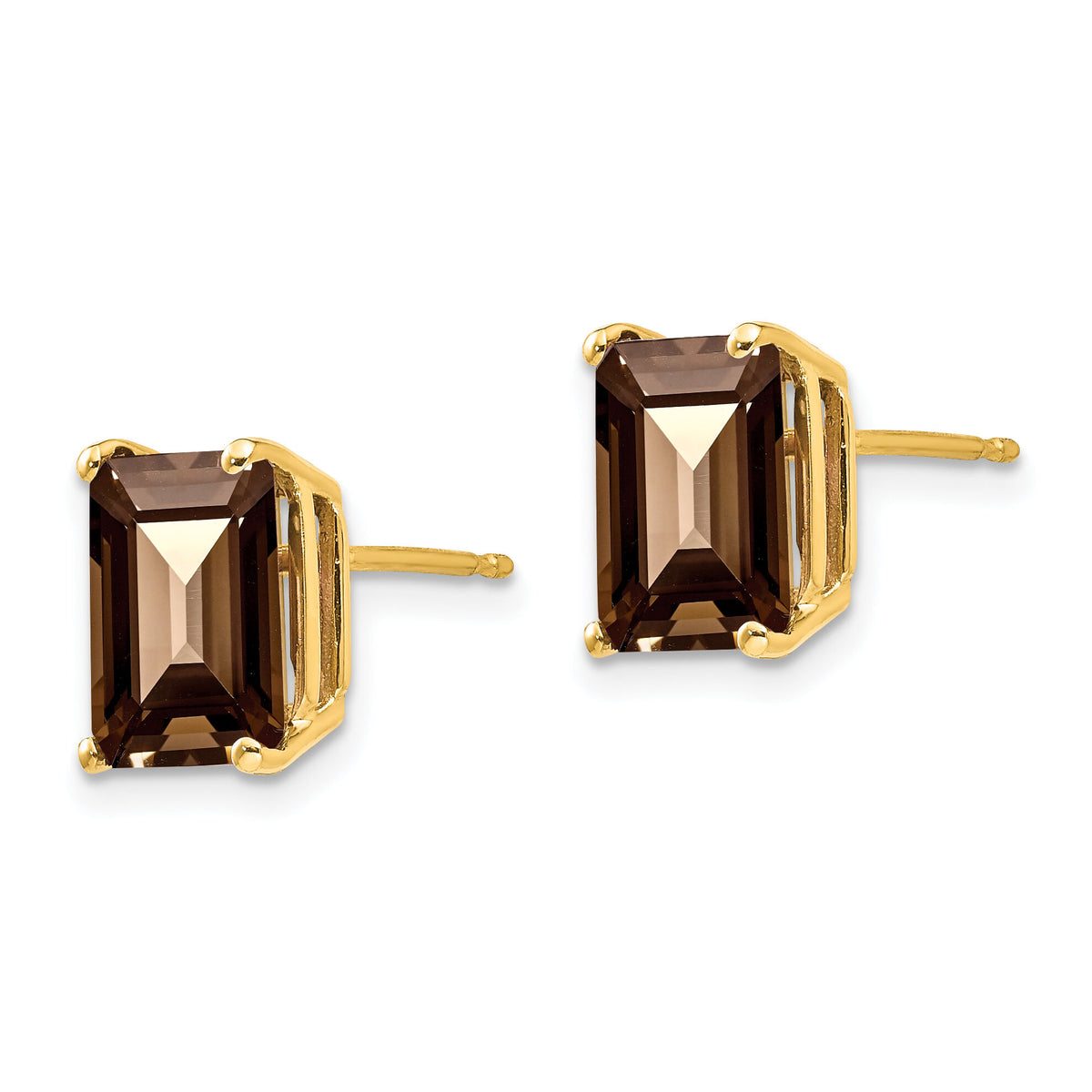 14k 9x7 Emerald Smoky Quartz Earrings-XE68SQ