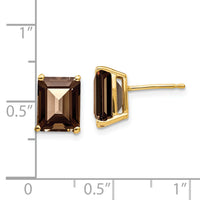 14k 9x7 Emerald Smoky Quartz Earrings-XE68SQ