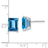 14k White Gold 9x7mm Emerald Cut Blue Topaz Earrings-XE68WBT