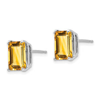 14k White Gold 9x7mm Emerald Cut Citrine Earrings-XE68WCI