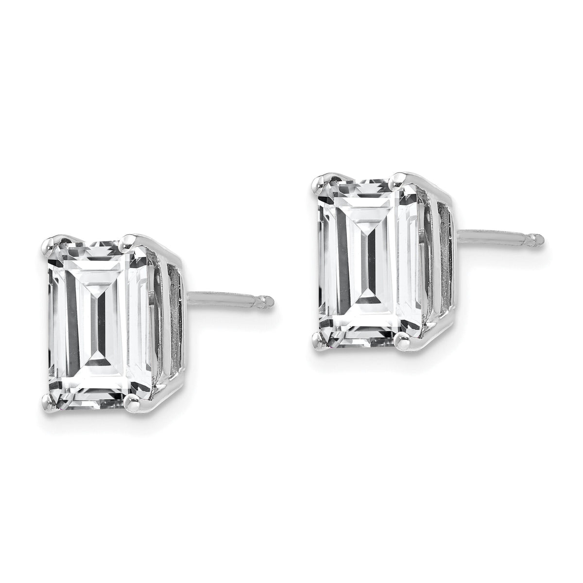 14k White Gold 9x7mm Emerald Cut Cubic Zirconia Earrings-XE68WCZ