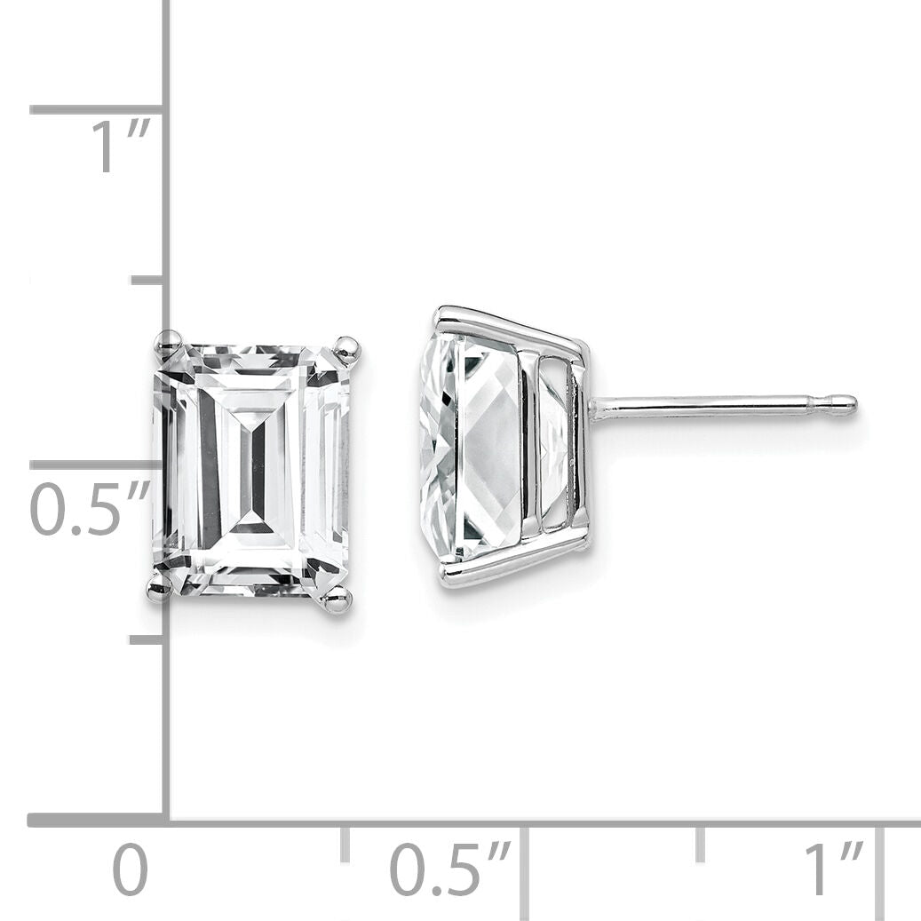 14k White Gold 9x7mm Emerald Cut Cubic Zirconia Earrings-XE68WCZ