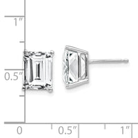 14k White Gold 9x7mm Emerald Cut Cubic Zirconia Earrings-XE68WCZ