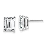 14k White Gold 9x7mm Emerald Cut Cubic Zirconia Earrings-XE68WCZ