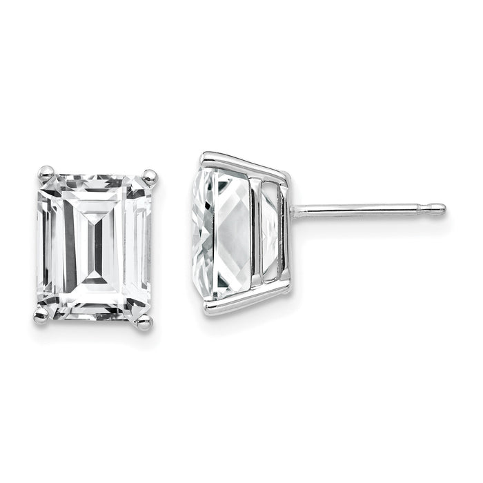 14k White Gold 9x7mm Emerald Cut Cubic Zirconia Earrings-XE68WCZ