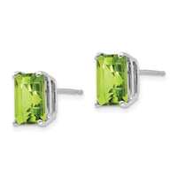 14k White Gold 9x7mm Emerald Cut Peridot Earrings-XE68WPE