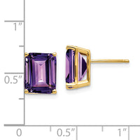 14k 10x8mm Emerald Cut Amethyst Earrings-XE69AM