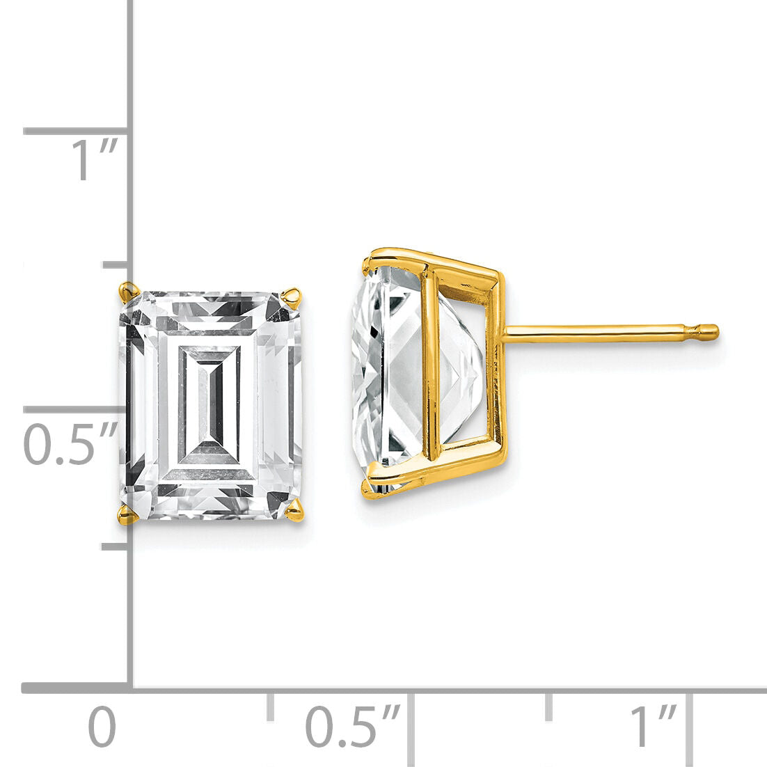 14k 10x8mm Emerald Cut Cubic Zirconia Earrings-XE69CZ