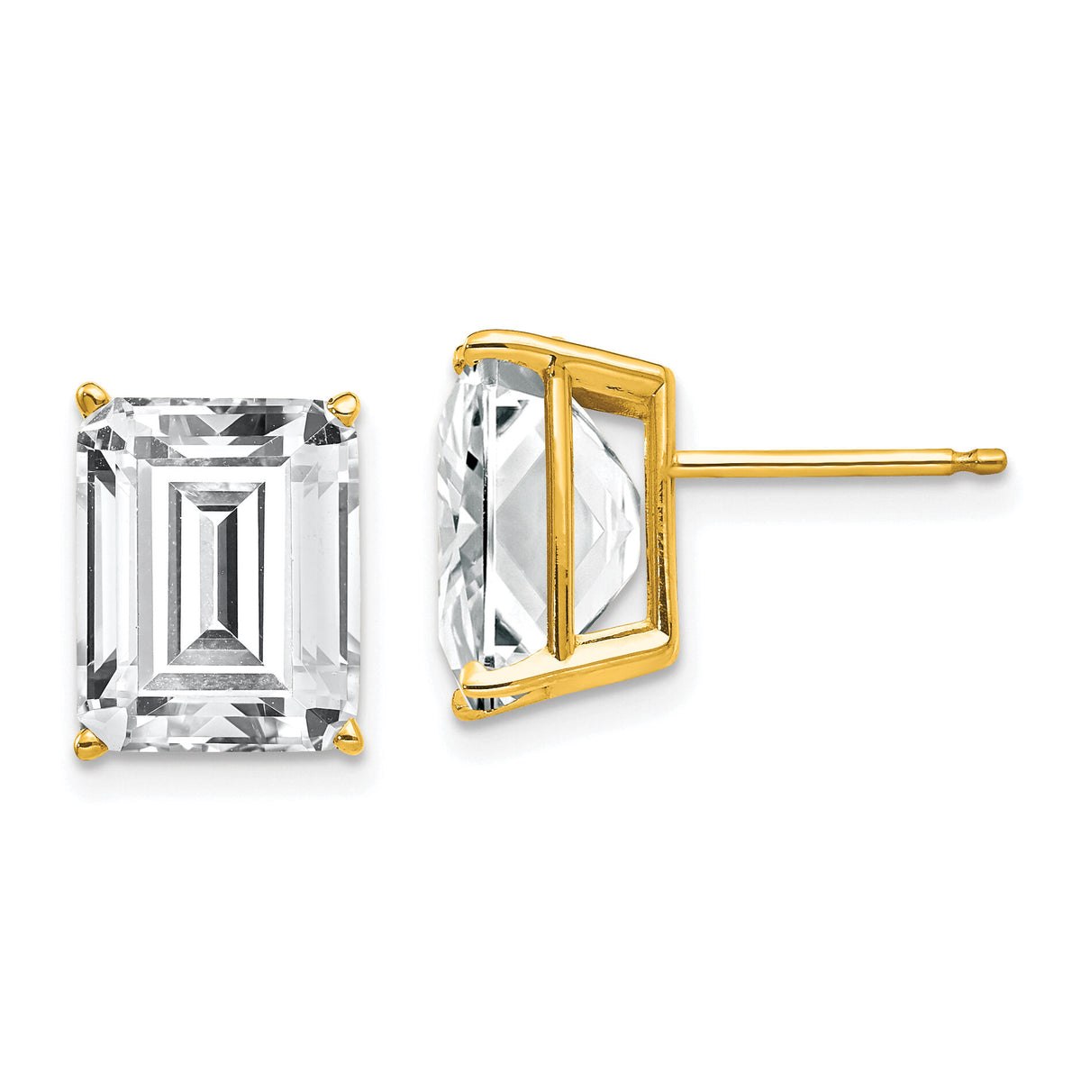 14k 10x8mm Emerald Cut Cubic Zirconia Earrings-XE69CZ