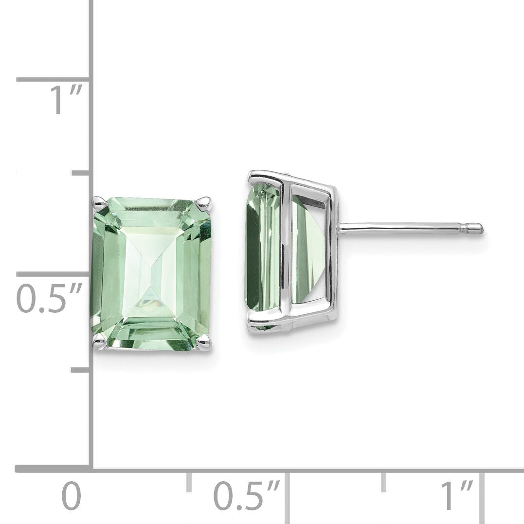 14kw 10x8mm Emerald-Cut Green Quartz Earrings-XE69WAG