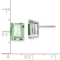 14kw 10x8mm Emerald-Cut Green Quartz Earrings-XE69WAG