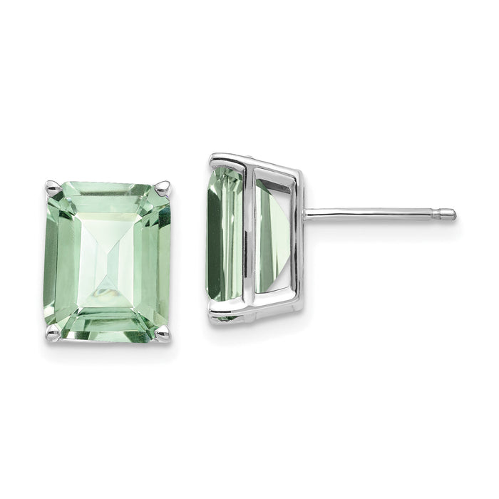 14kw 10x8mm Emerald-Cut Green Quartz Earrings-XE69WAG