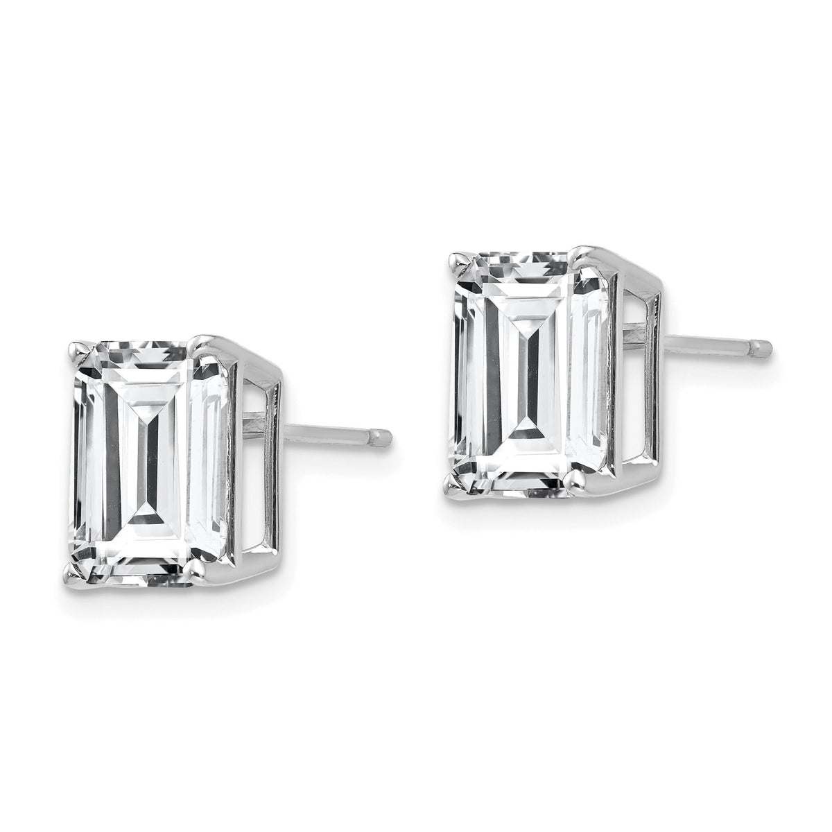 14k White Gold 10x8mm Emerald Cut Cubic Zirconia Earrings-XE69WCZ