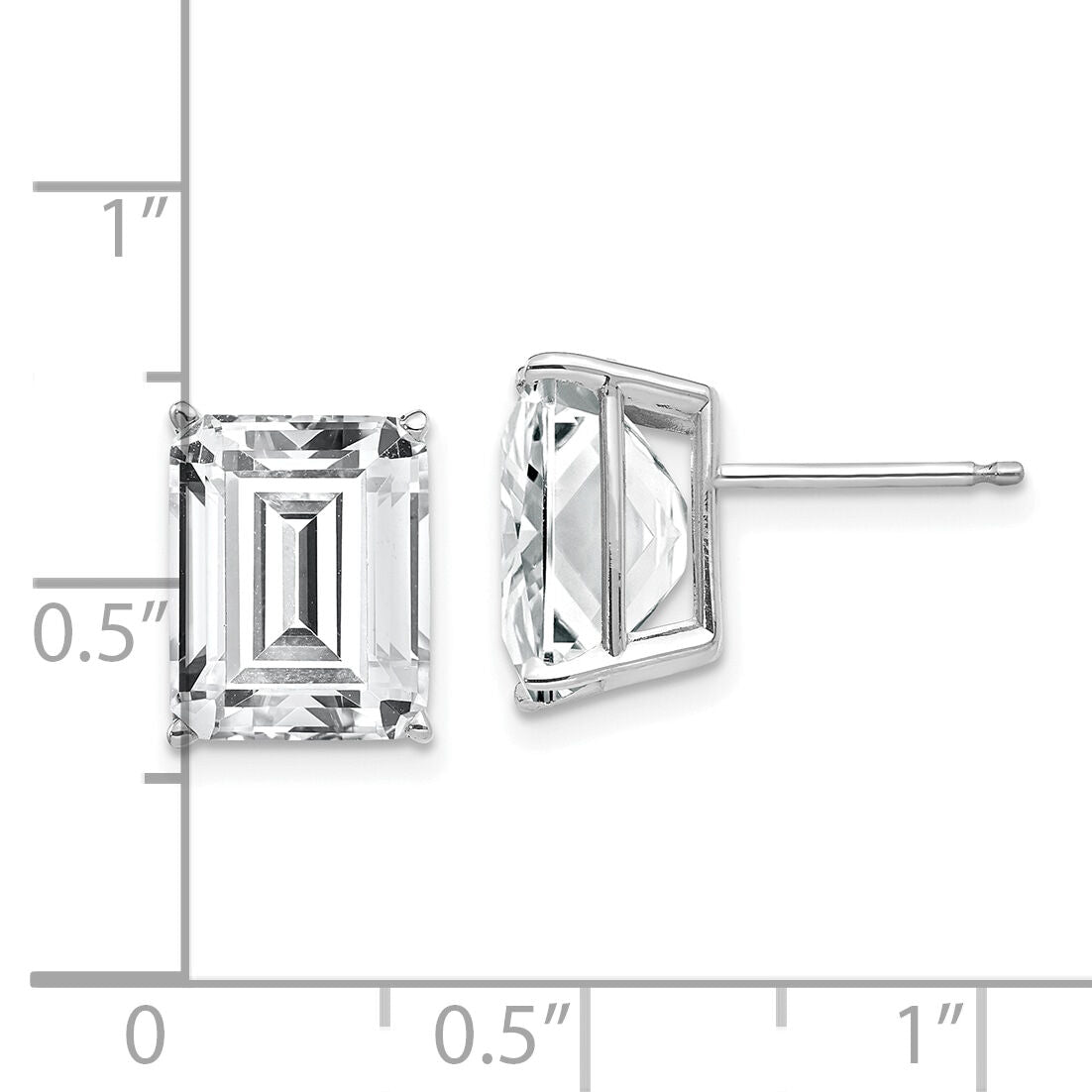 14k White Gold 10x8mm Emerald Cut Cubic Zirconia Earrings-XE69WCZ