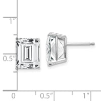 14k White Gold 10x8mm Emerald Cut Cubic Zirconia Earrings-XE69WCZ