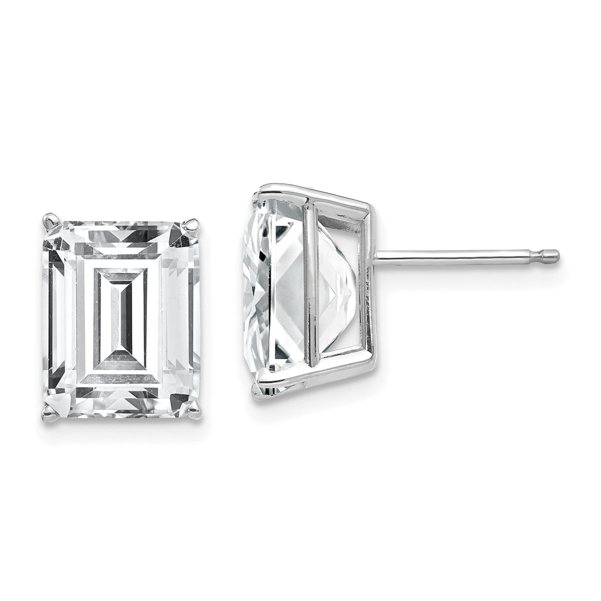 14k White Gold 10x8mm Emerald Cut Cubic Zirconia Earrings-XE69WCZ