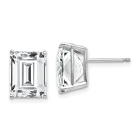 14k White Gold 10x8mm Emerald Cut Cubic Zirconia Earrings-XE69WCZ