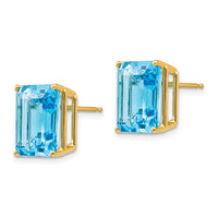 14k 12x10mm Emerald Cut Blue Topaz Earrings-XE70BT