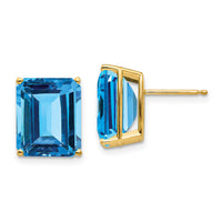 14k 12x10mm Emerald Cut Blue Topaz Earrings-XE70BT