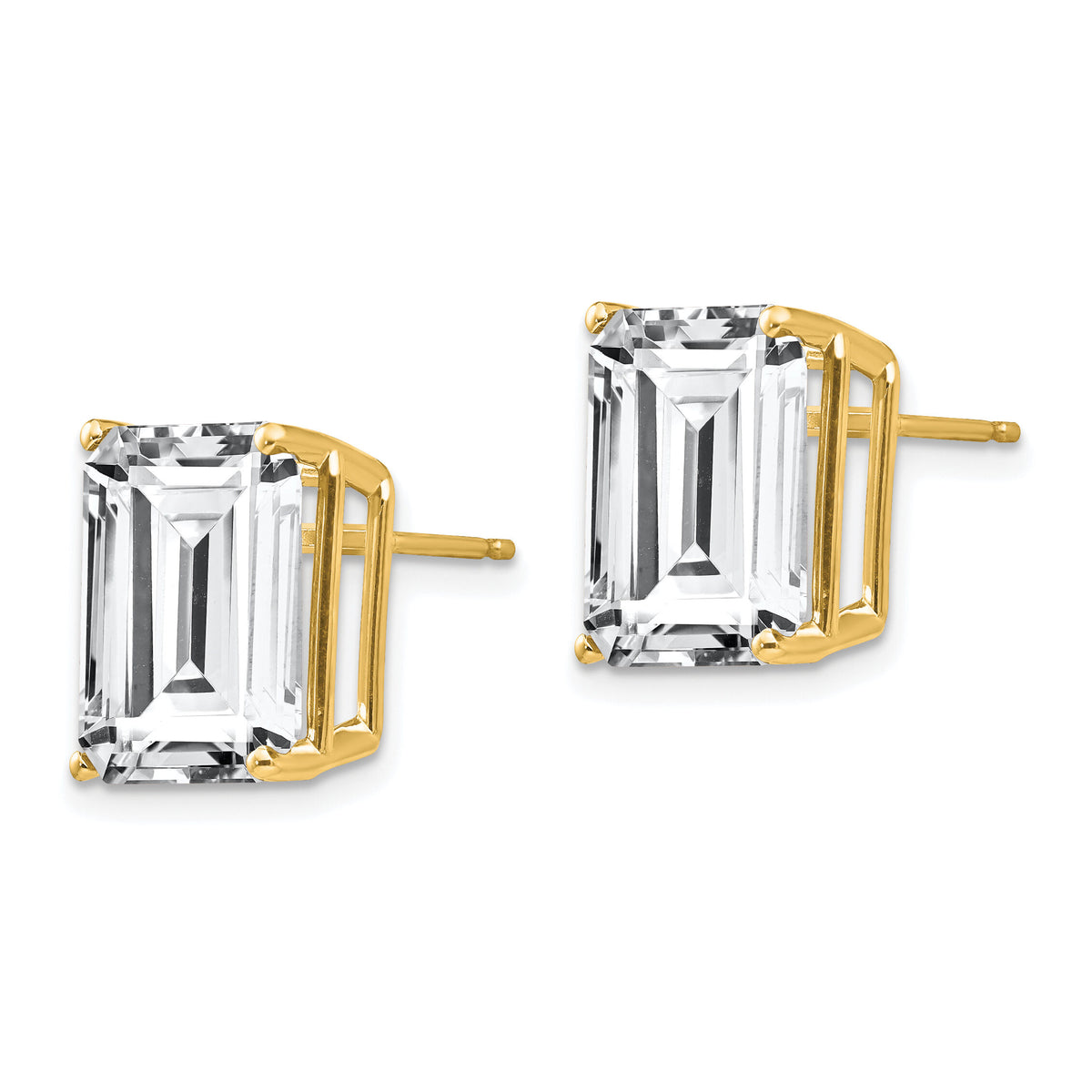14k 12x10mm Emerald Cut Cubic Zirconia Earrings-XE70CZ