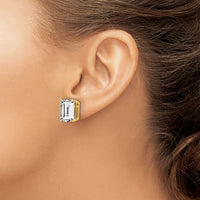 14k 12x10mm Emerald Cut Cubic Zirconia Earrings-XE70CZ