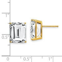 14k 12x10mm Emerald Cut Cubic Zirconia Earrings-XE70CZ