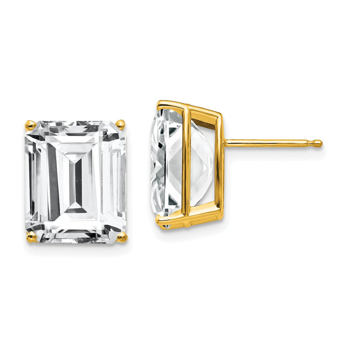 14k 12x10mm Emerald Cut Cubic Zirconia Earrings-XE70CZ