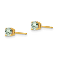 14k 4mm Round Green Quartz Earrings-XE71AG