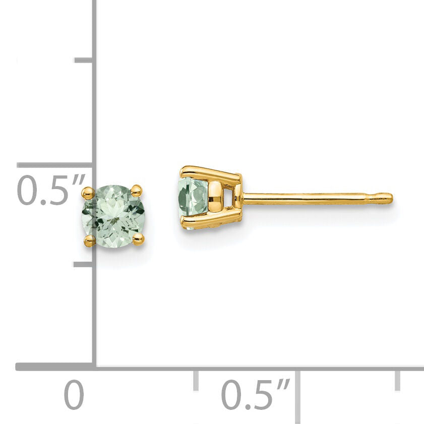 14k 4mm Round Green Quartz Earrings-XE71AG
