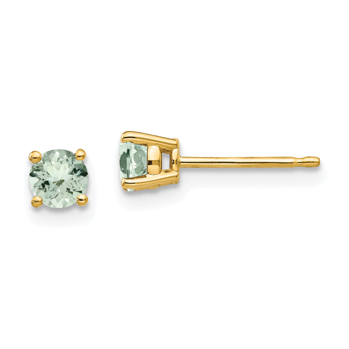 14k 4mm Round Green Quartz Earrings-XE71AG