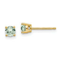 14k 4mm Round Green Quartz Earrings-XE71AG