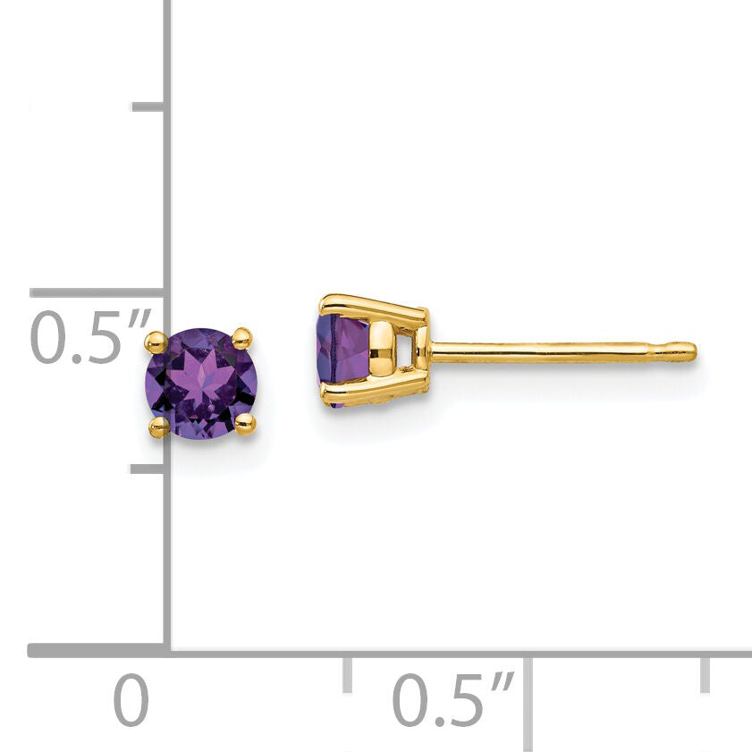 14k 4mm Amethyst Earrings-XE71AM