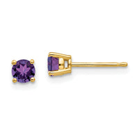14k 4mm Amethyst Earrings-XE71AM