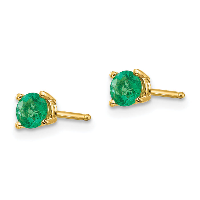 14k Emerald Post Earrings-XE71E-B