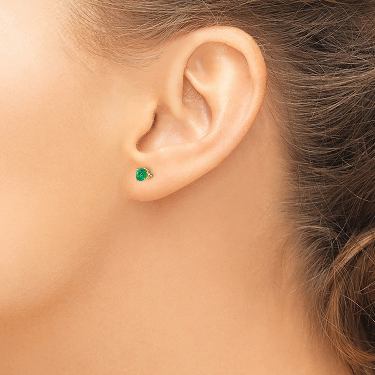 14k Emerald Post Earrings-XE71E-B