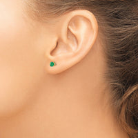 14k Emerald Post Earrings-XE71E-B