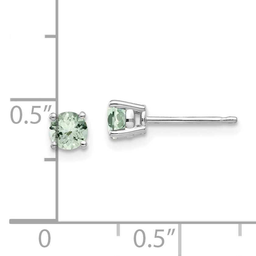 14kw 4mm Round Green Quartz Earrings-XE71WAG