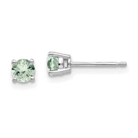 14kw 4mm Round Green Quartz Earrings-XE71WAG