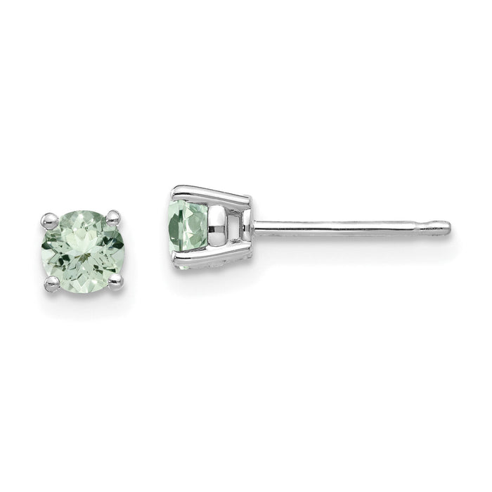 14kw 4mm Round Green Quartz Earrings-XE71WAG