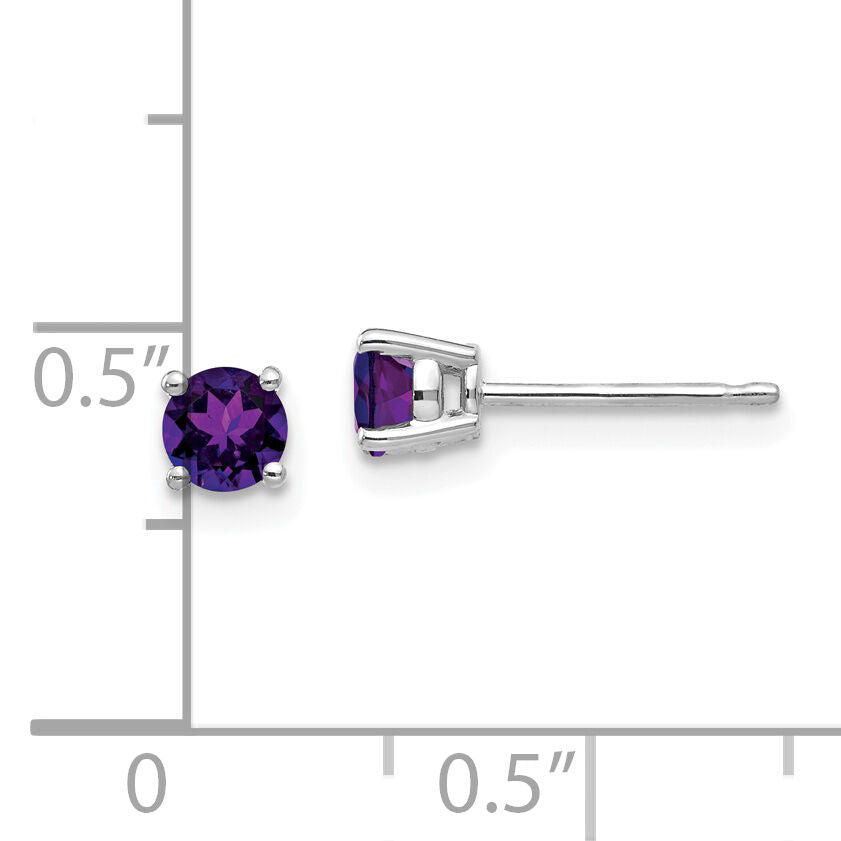 14k White Gold 4mm Amethyst Earrings-XE71WAM