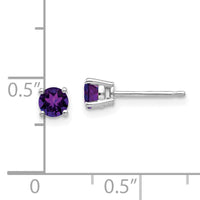 14k White Gold 4mm Amethyst Earrings-XE71WAM