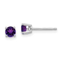 14k White Gold 4mm Amethyst Earrings-XE71WAM