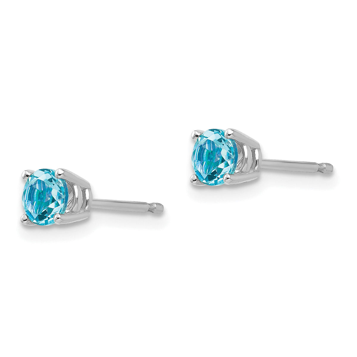 14k White Gold 4mm Blue Topaz Earrings-XE71WBT