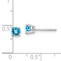 14k White Gold 4mm Blue Topaz Earrings-XE71WBT